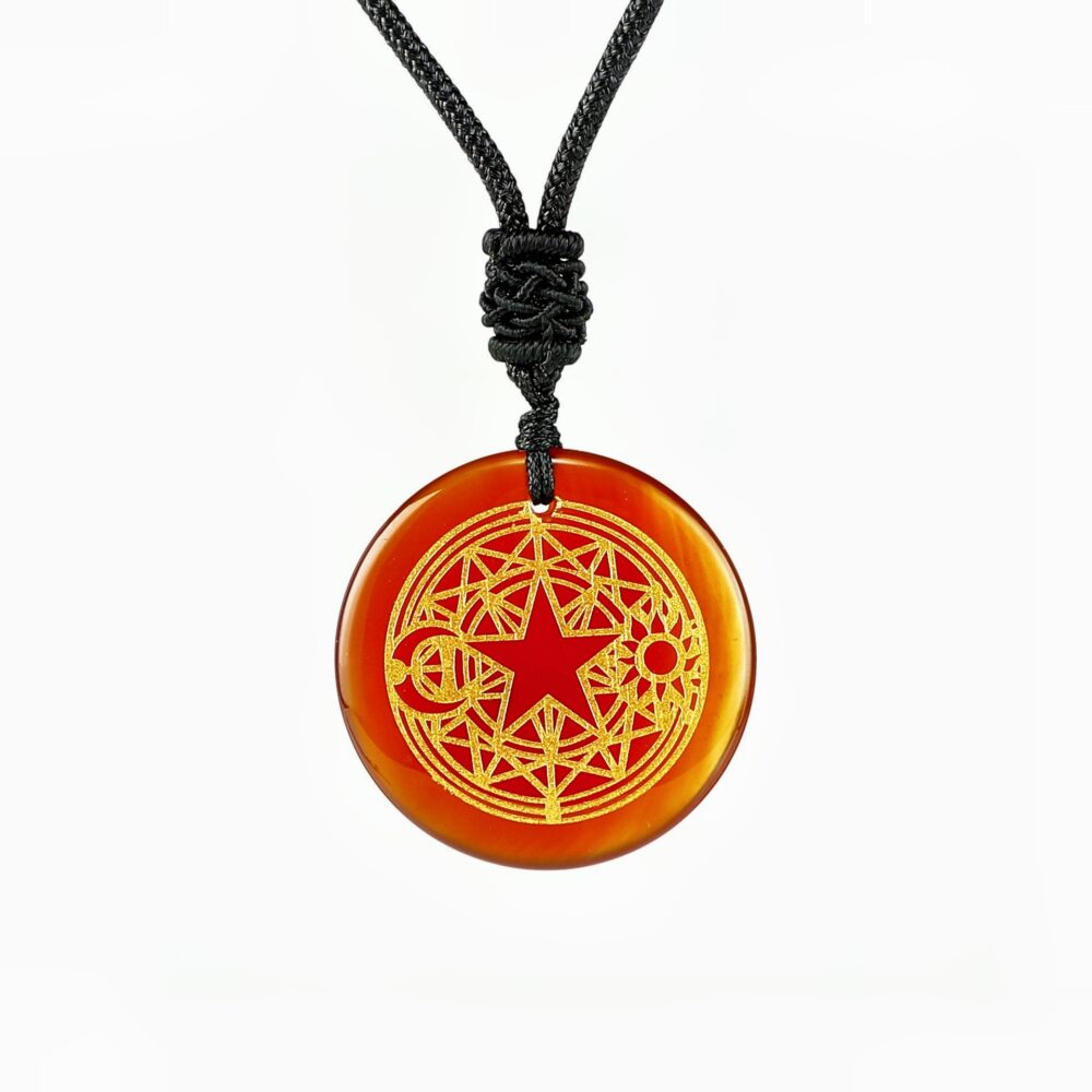 Star Sun Moon Tarot Carnelian Crystal Necklace