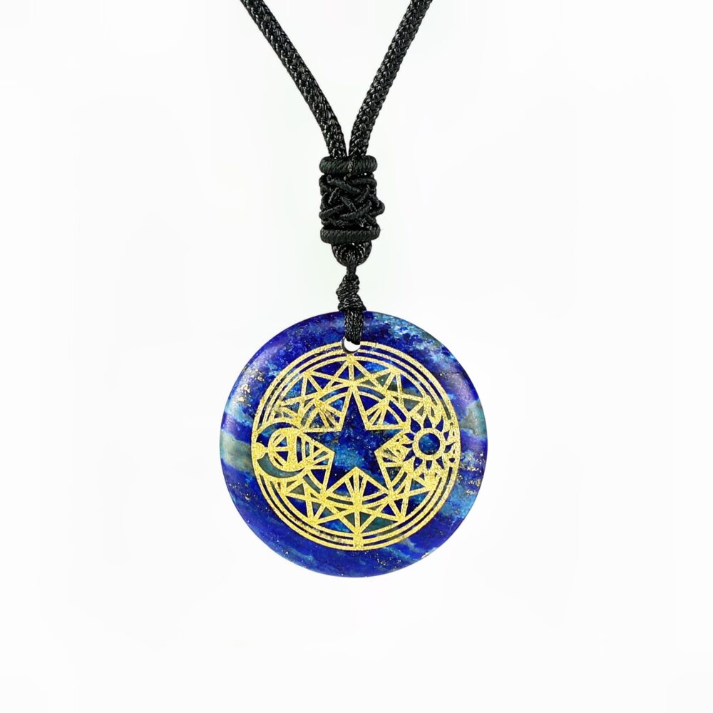 Star Sun Moon Tarot Lapis Lazuli Crystal Necklace