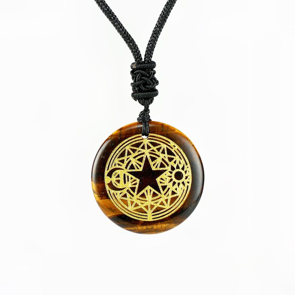 Star Sun Moon Tarot Tiger's Eye Crystal Necklace