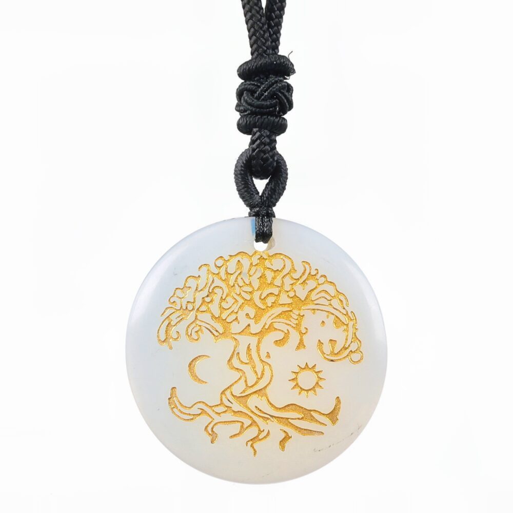 Sun & Moon Life Tree Opalite Stone Necklace