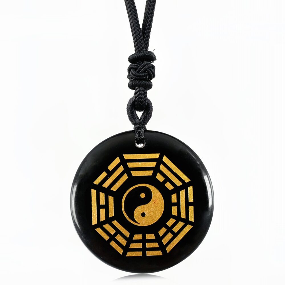 Yinyang Bagua Schwarzer Obsidian Halskette