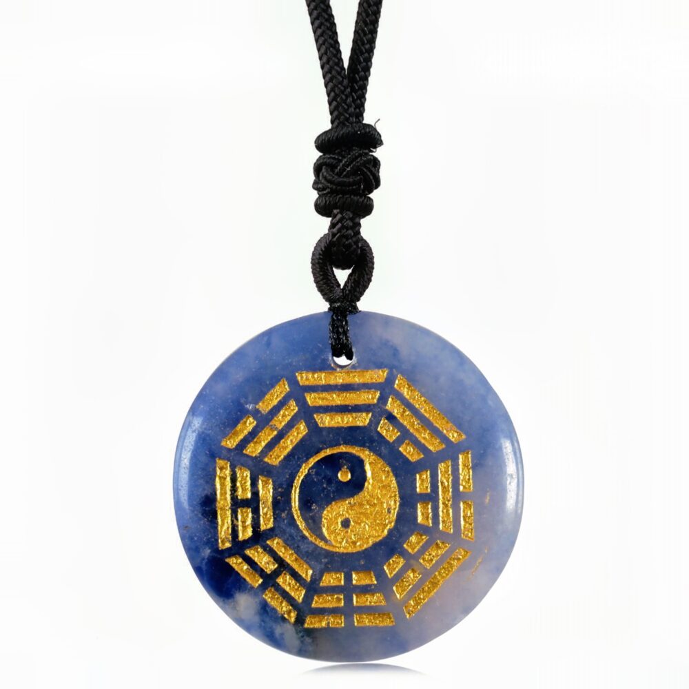 Collier d'aventurine bleue Yinyang Bagua