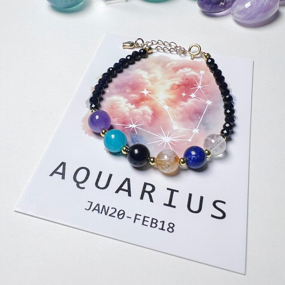 Aquarius - Stellar Vibes Zodiac Healing Bracelet - Starclouds Crystal Collection