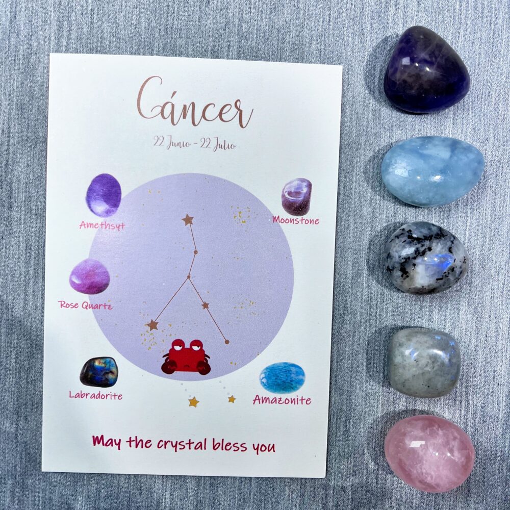 Krebs - Zodiac Energie Boost Crystal Healing Set - 5 Edelsteine für spirituelle Verbindung