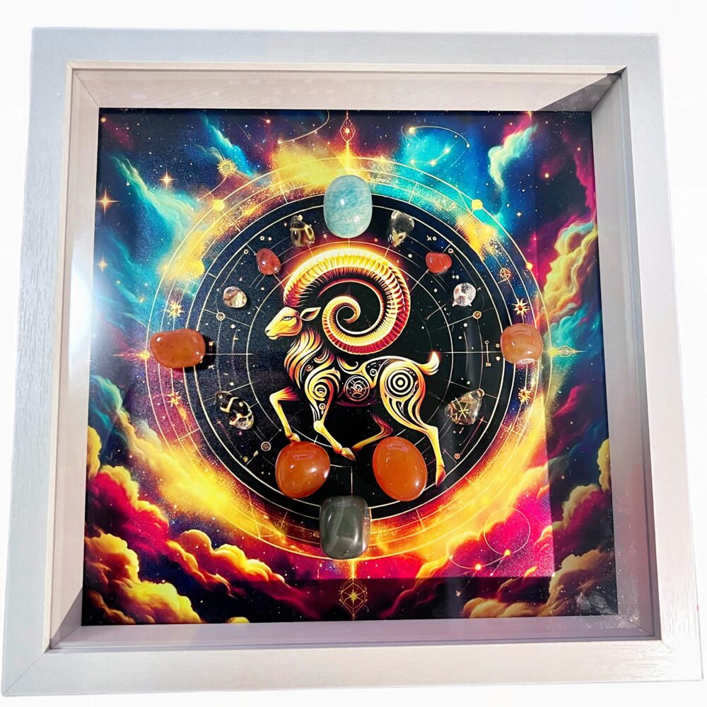 Capricorn - Zodiac Miracle Energy Crystal Healing Wall Art - Framed Decor