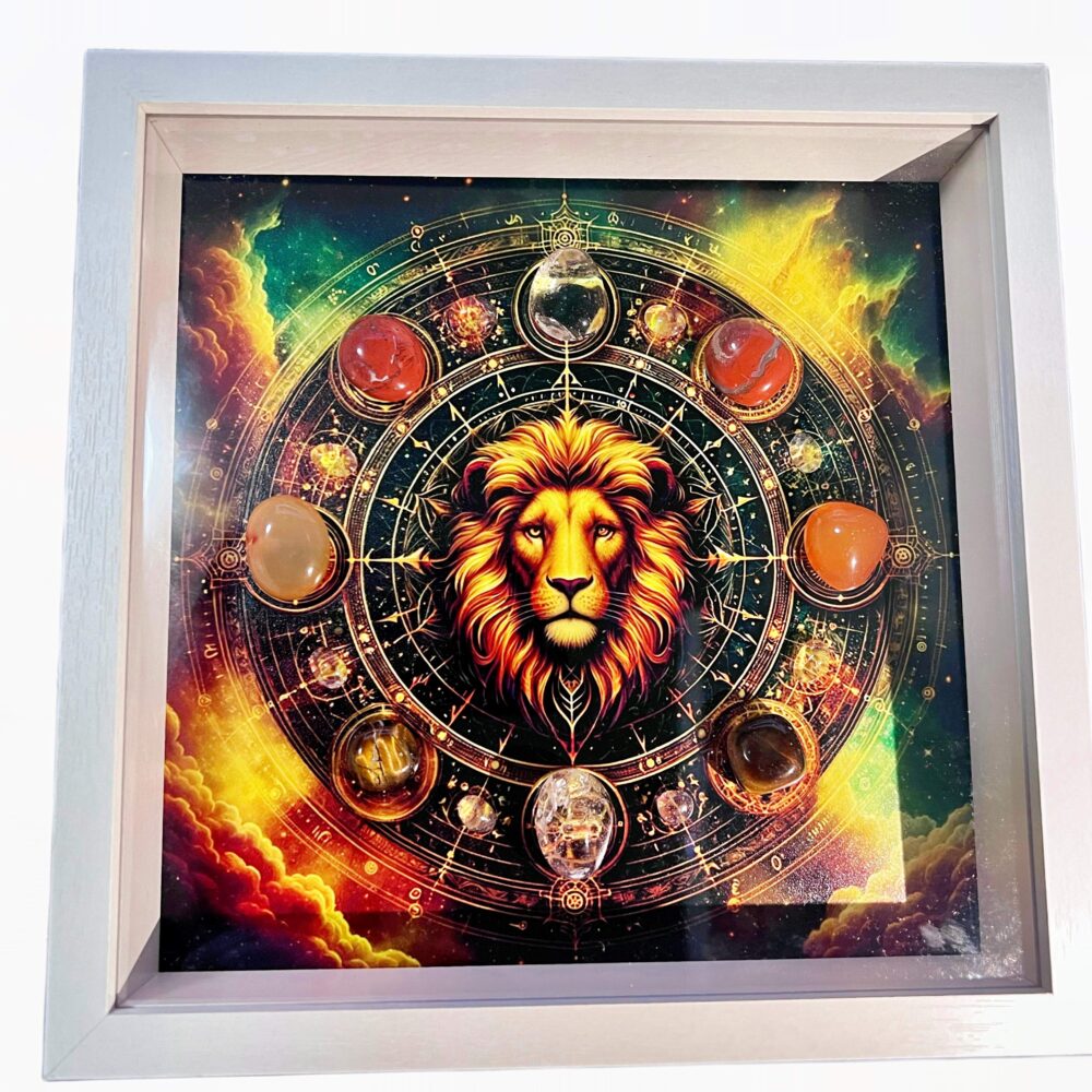 Leo - Zodiac Miracle Energy Crystal Healing Wall Art - Gerahmte Dekoration