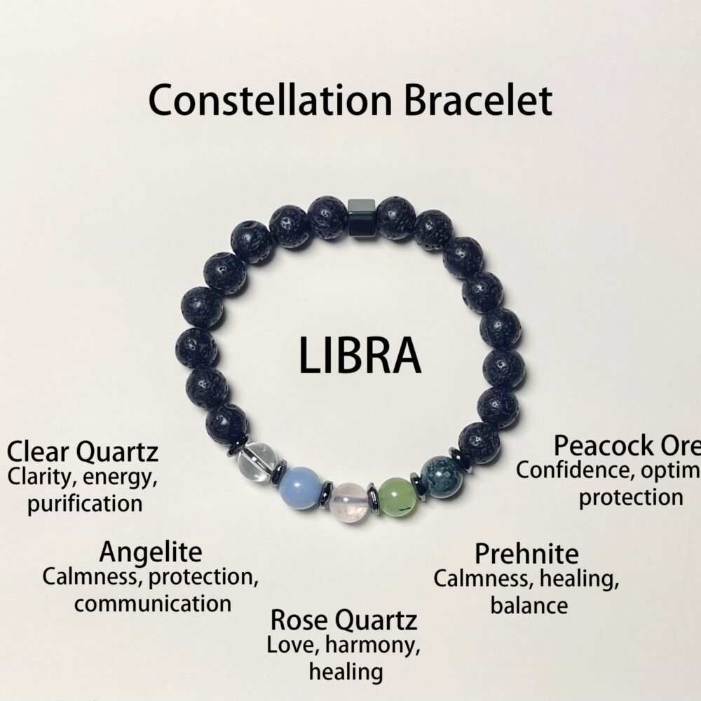 Balance - Bracelet de guérison du zodiaque à énergie stellaire avec infusion de pierres de lave