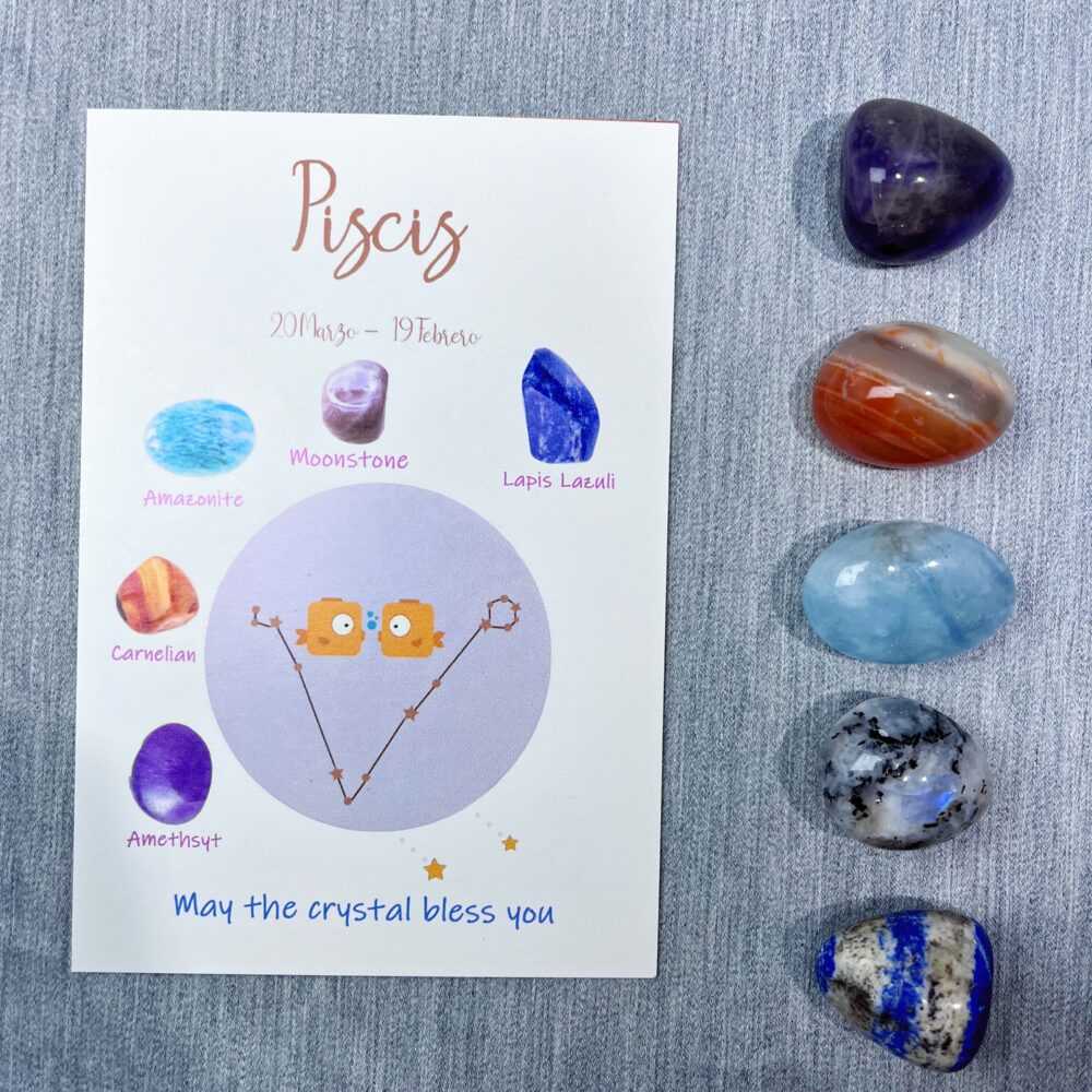 Pisces - Zodiac Energy Boost Crystal Healing Set - 5 Gemstones for Spiritual Connection