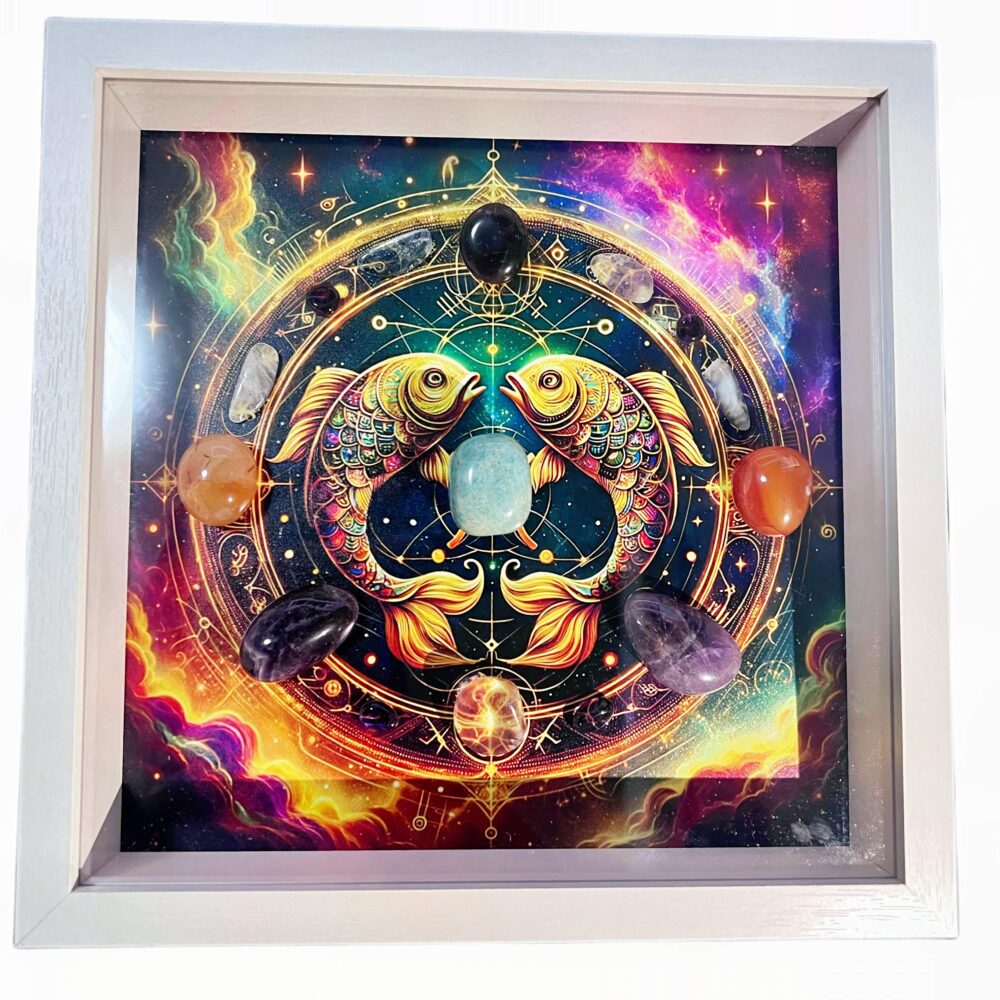 Pisces - Zodiac Miracle Energy Crystal Healing Wall Art - Framed Decor