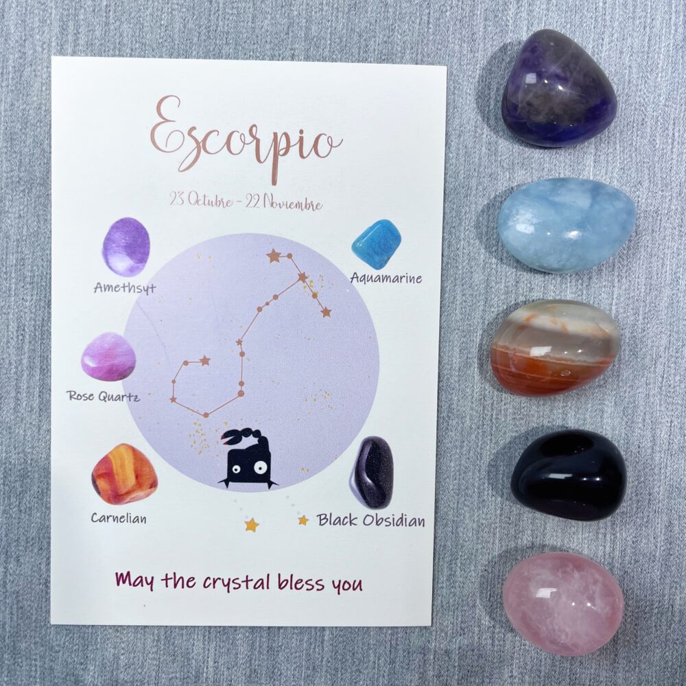 Scorpio - Zodiac Energy Boost Crystal Healing Set - 5 Gemstones for Spiritual Connection