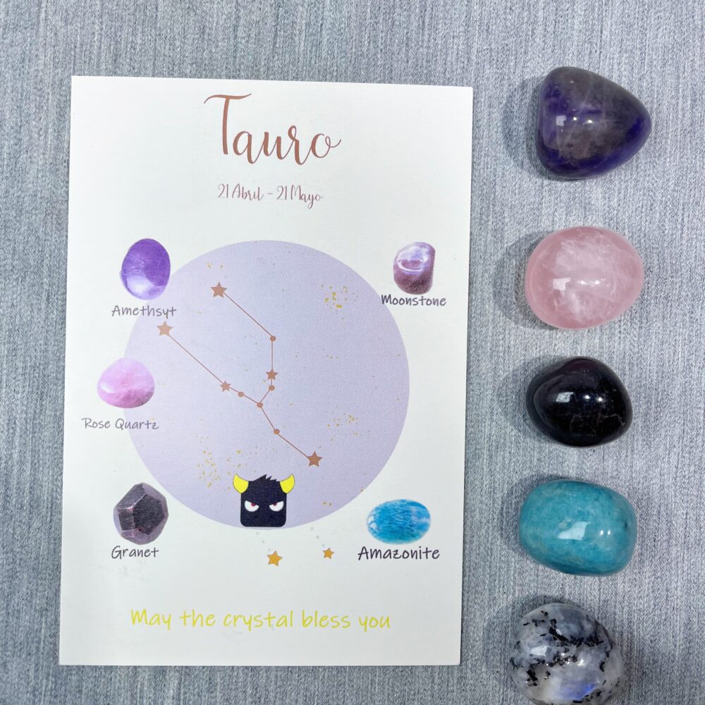 Taurus - Zodiac Energy Boost Crystal Healing Set - 5 Gemstones for Spiritual Connection