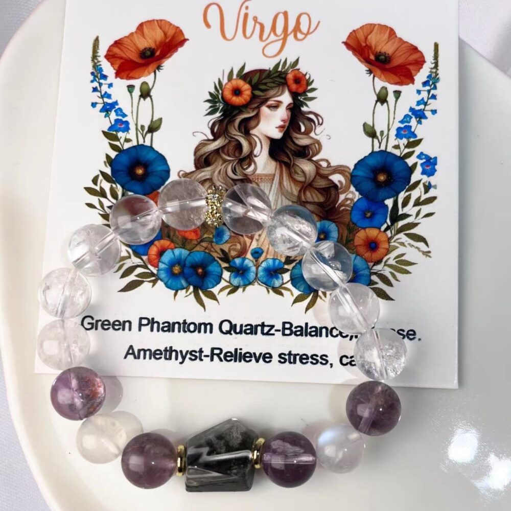 Vierge - Bracelet de guérison du zodiaque Celestial Luxe - Premium Gemstone Edition