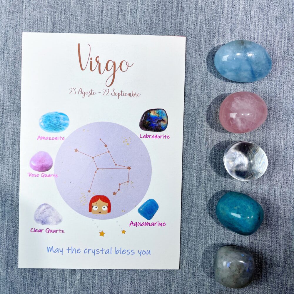 Virgo - Zodiac Energy Boost Crystal Healing Set - 5 Gemstones for Spiritual Connection